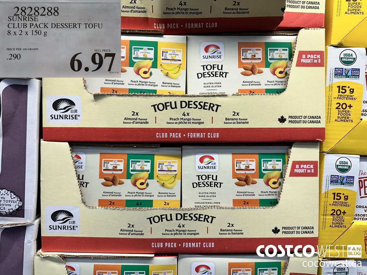 2828288 SUNRISE CLUB PACK DESSERT TOFU 8 X 2 X 150G $6.97