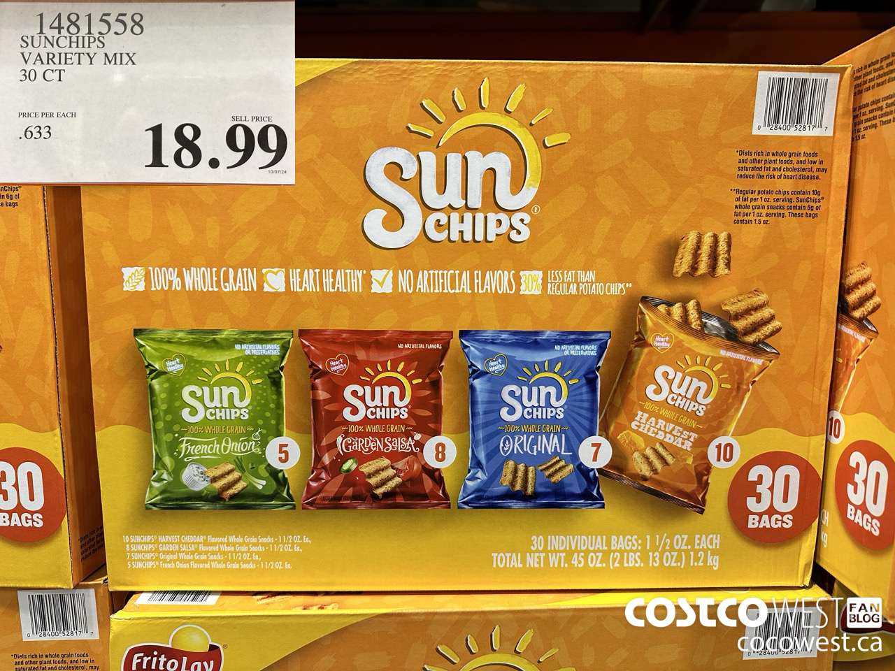 1481558 SUN CHIPS VARIETY 30 CT $18.99