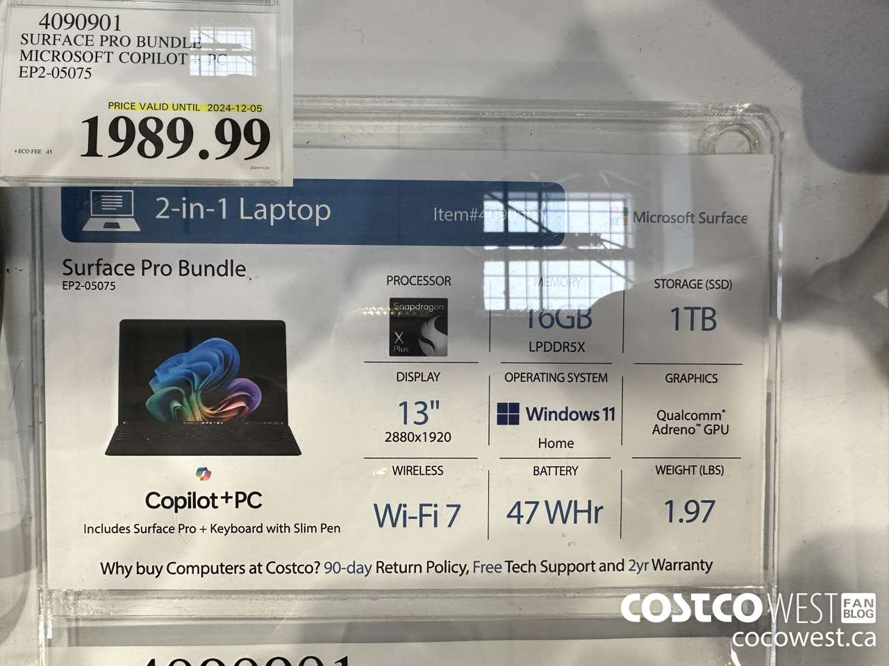 4090901 SURFACE PRO BUNDLE MICROSOFT COPILOT + PC EP2-05075 (EXPIRES ON 2024-12-05) $1989.99