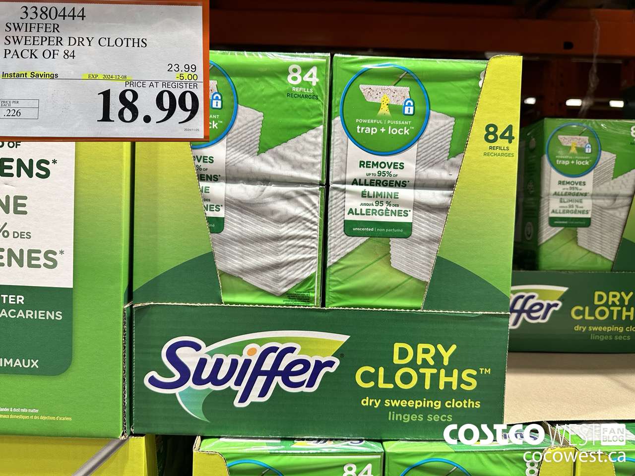 3380444 SWIFFER SWEEPER DRY CLOTHS PACK OF 84 ($5.00 INSTANT SAVINGS EXPIRES ON 2024-12-08) $18.99