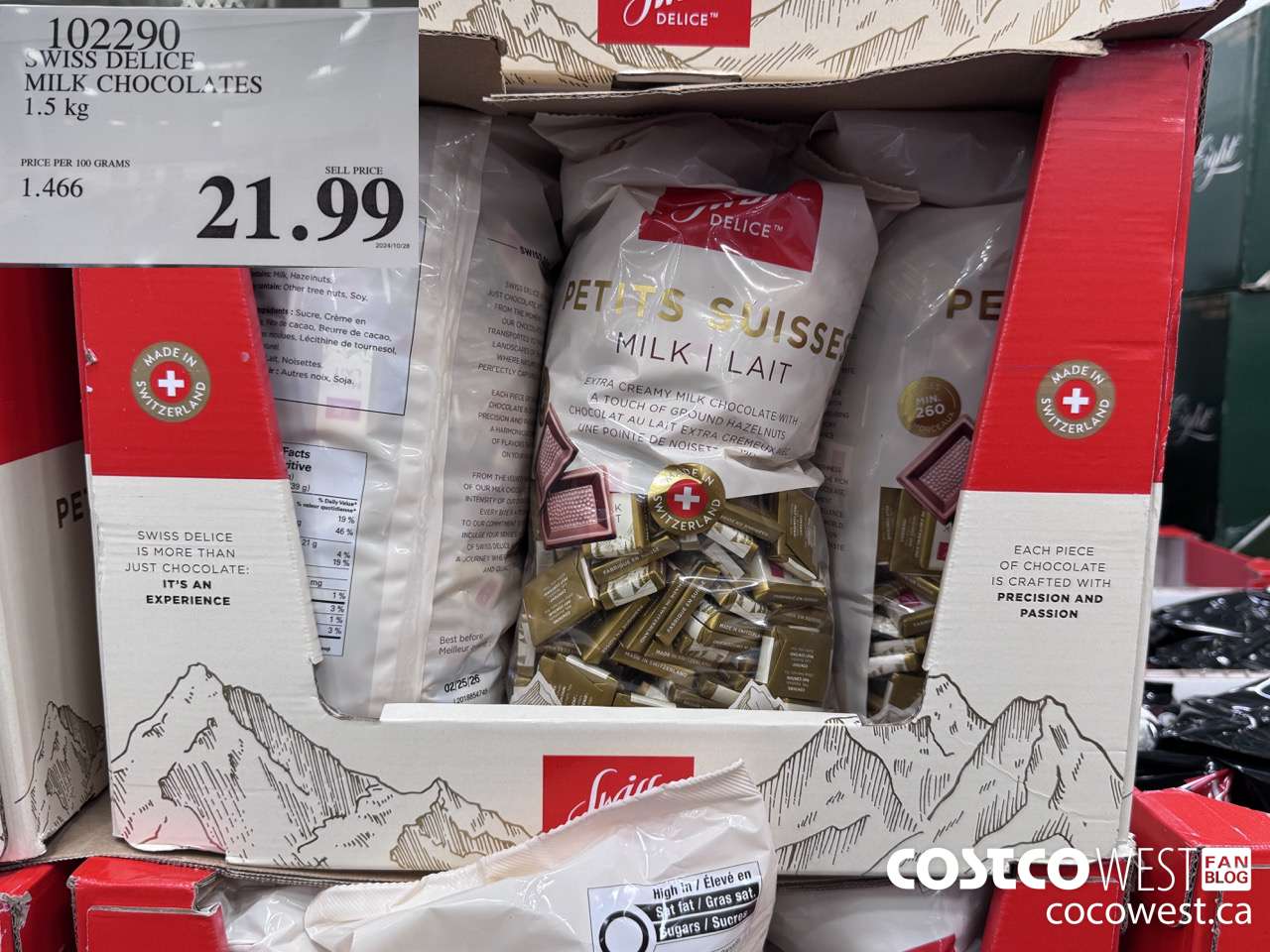 102290 SWISS DELICE MILK CHOCOLATES 1.5KG $21.99