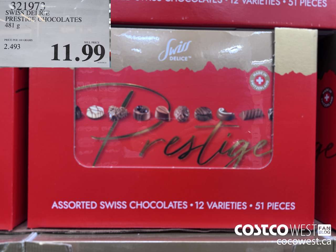 321973 SWISS DELICE PRESTIGE CHOCOLATES 481 G $11.99