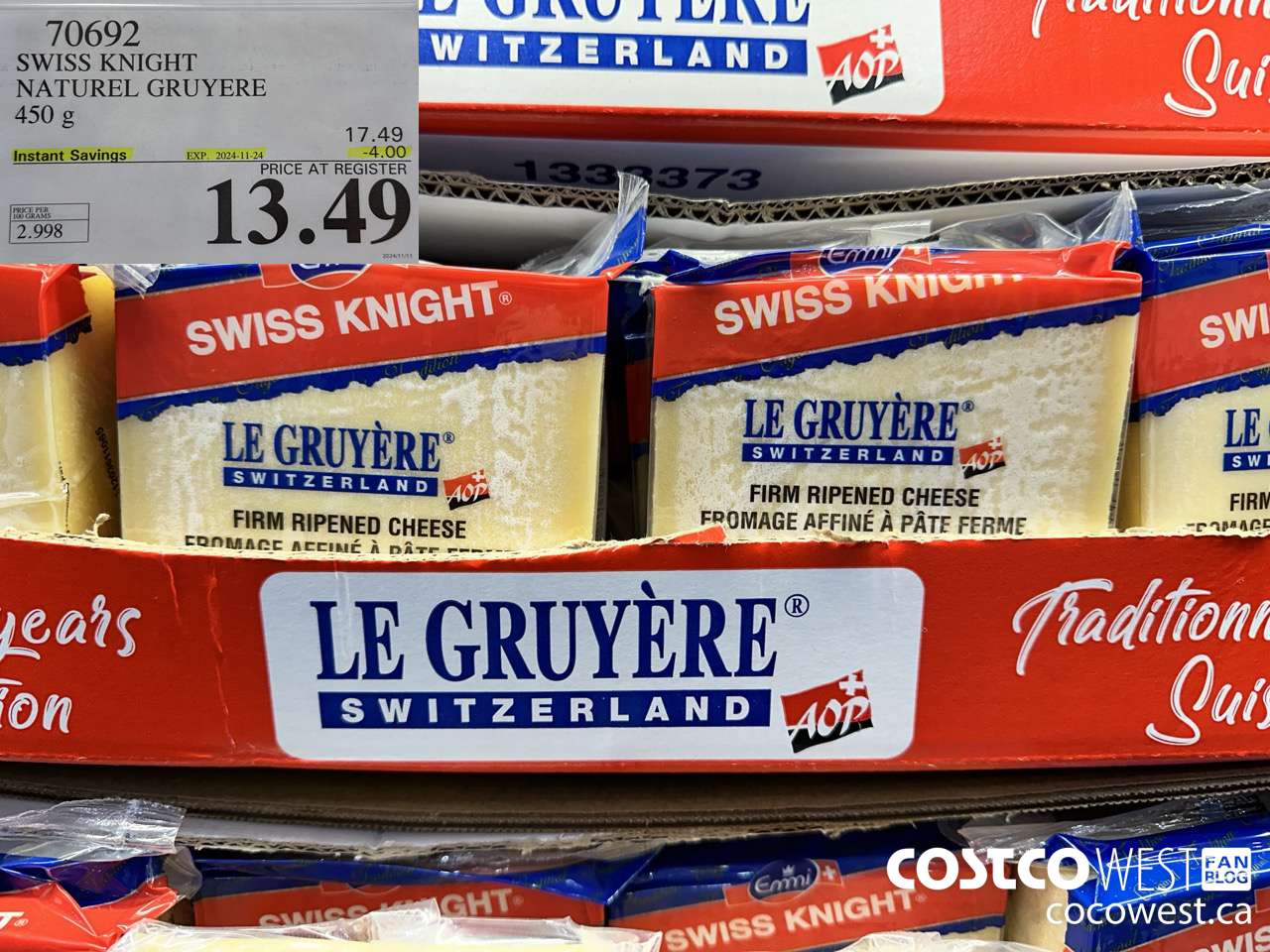 70692 SWISS KNIGHT NATUREL GRUYERE 450G ($4.00 INSTANT SAVINGS EXPIRES ON 2024-11-24) $13.49
