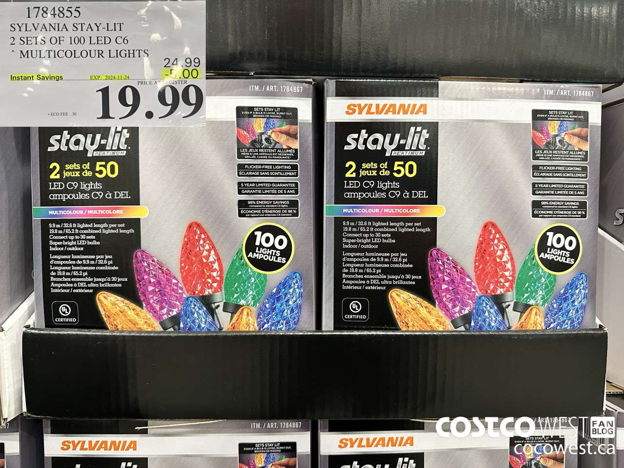 1784855 SYLVANIA STAY-LIT 2 SETS OF 100 LEC C6 MULTICOLOUR LIGHTS ($5.00 INSTANT SAVINGS EXPIRES ON 2024-11-24) $19.99