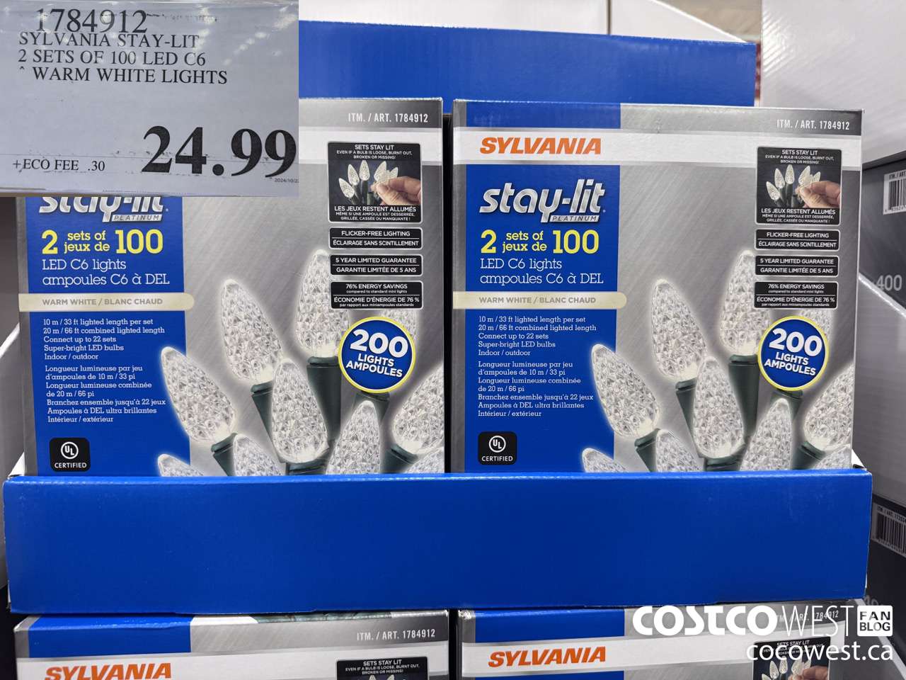 1784912 SYLVANIA STAY-LIT 2 SETS OF 100 LED C6 WARM WHITE LIGHTS $24.99