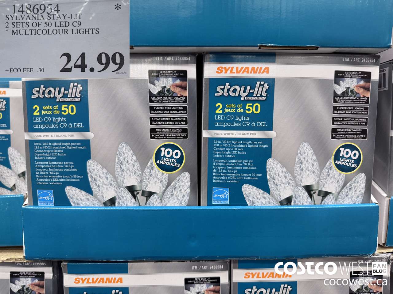 1486954 SYLVANIA STAY-LIT 2 SETS OF 50 LED C9 MULTICOLOURED LIGHTS $24.99