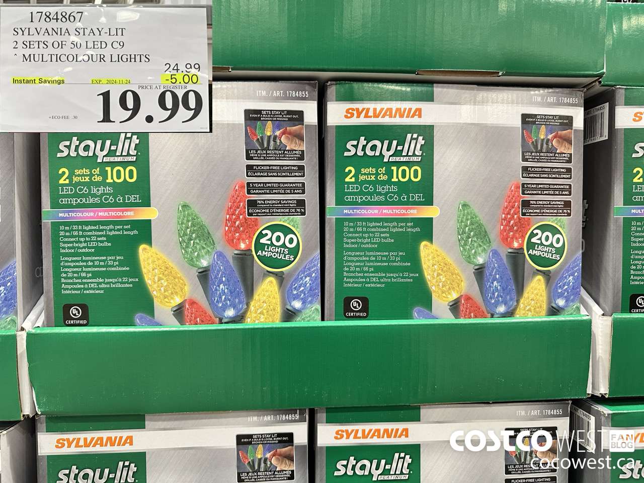 1784867 SYLVANIA STAY-LIT 2 SETS OF 50 LED C9 MULTICOLOUR LIGHTS ($5.00 INSTANT SAVINGS EXPIRES ON 2024-11-24) $19.99