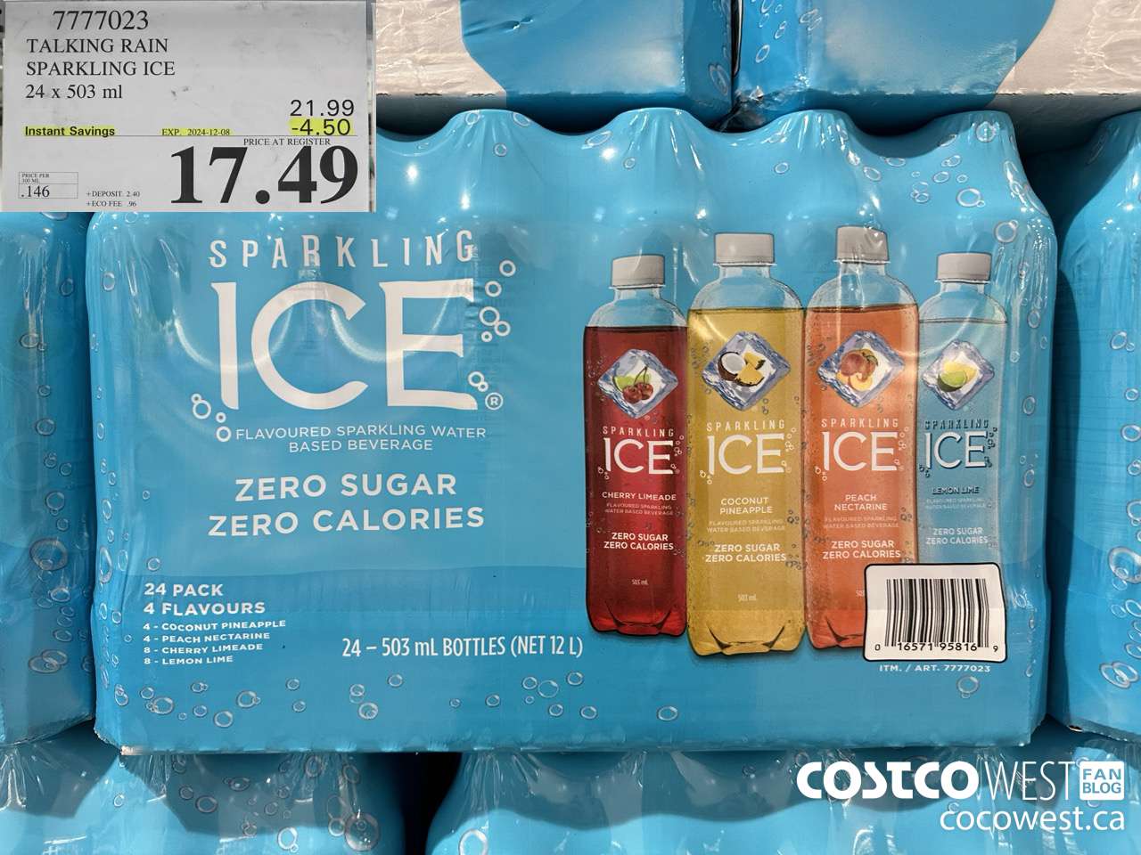 7777023 TALKING RAIN SPARKLING ICE 24 X 503ML ($4.50 INSTANT SAVINGS EXPIRES ON 2024-12-08) $17.49