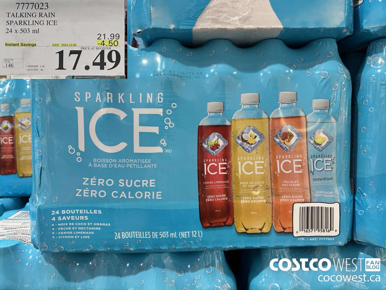 7777023 TALKING RAIN SPARKLING ICE 24 X 503ML ($4.50 INSTANT SAVINGS EXPIRES ON 2024-12-08) $17.49