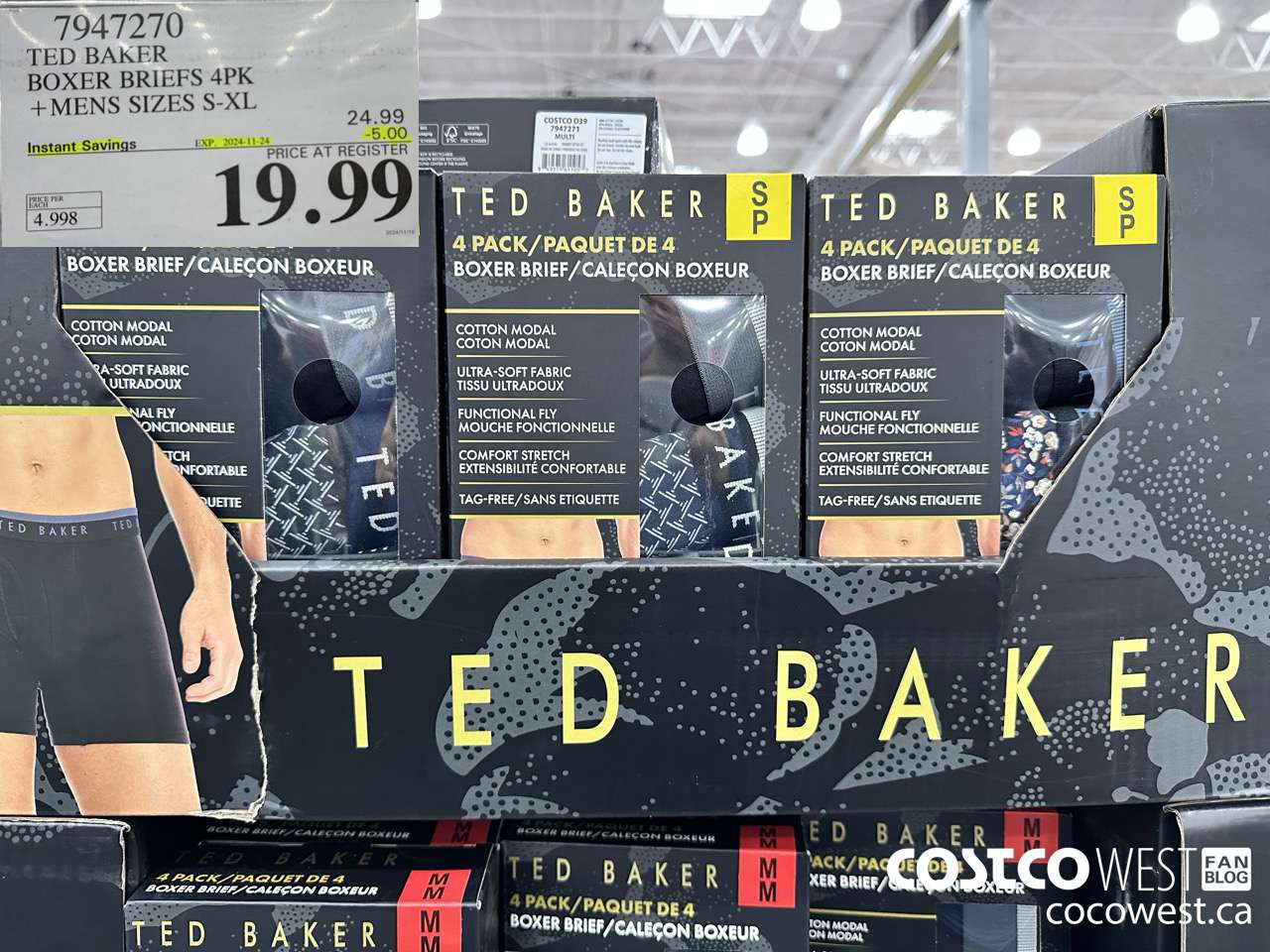 7947270 TED BAKER BOXER BRIEF 4PK MENS SIZES S-XL ($5.00 INSTANT SAVINGS EXPIRES ON 2024-11-24) $19.99