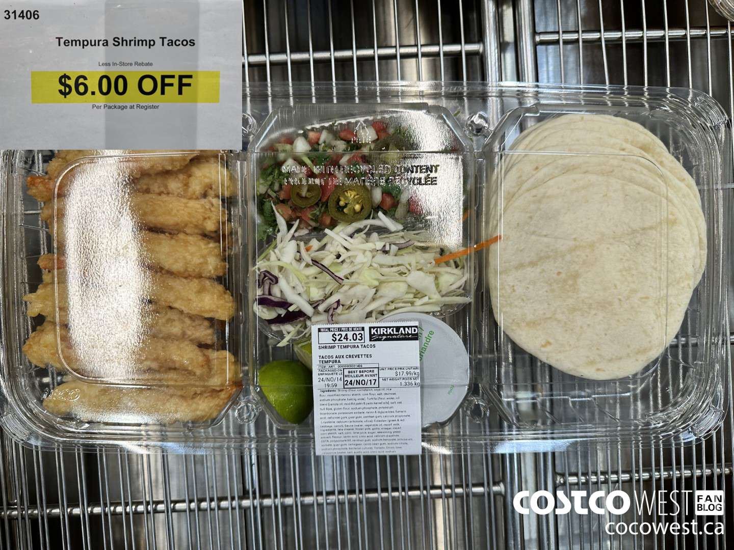 31406 TEMPURA SHRIMP TACOS ($6.00 INSTANT SAVINGS)
