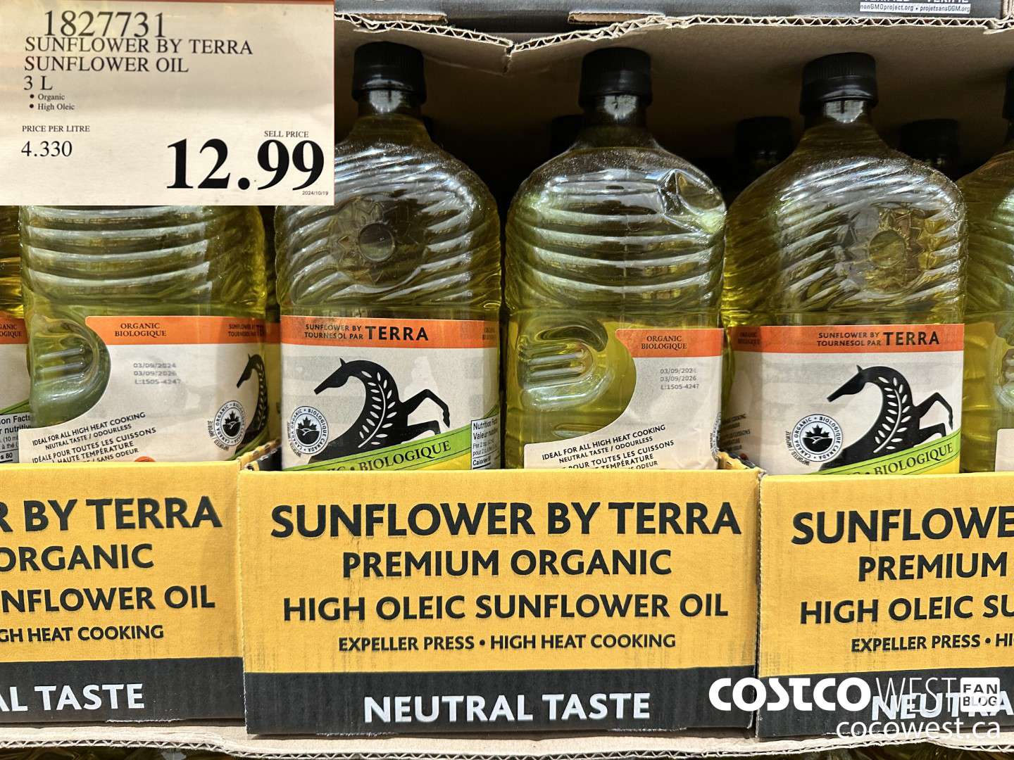 1827731 TERRA DELYSSA ORGANIC SUNFLOWER OIL 3L $12.99