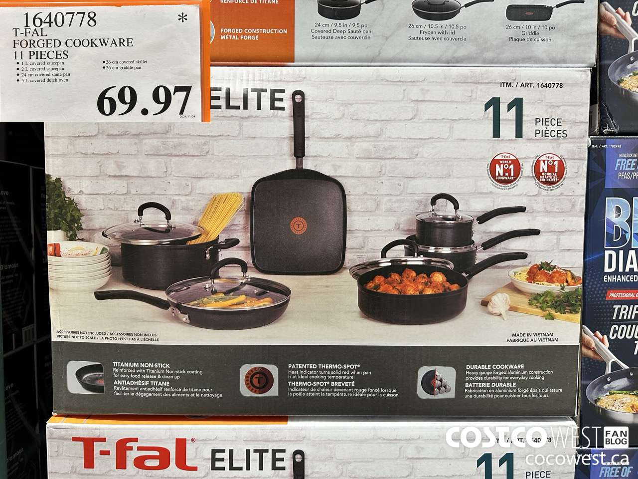 1640778 T-FAL FORGED COOKWARE 11 PIECE $69.97
