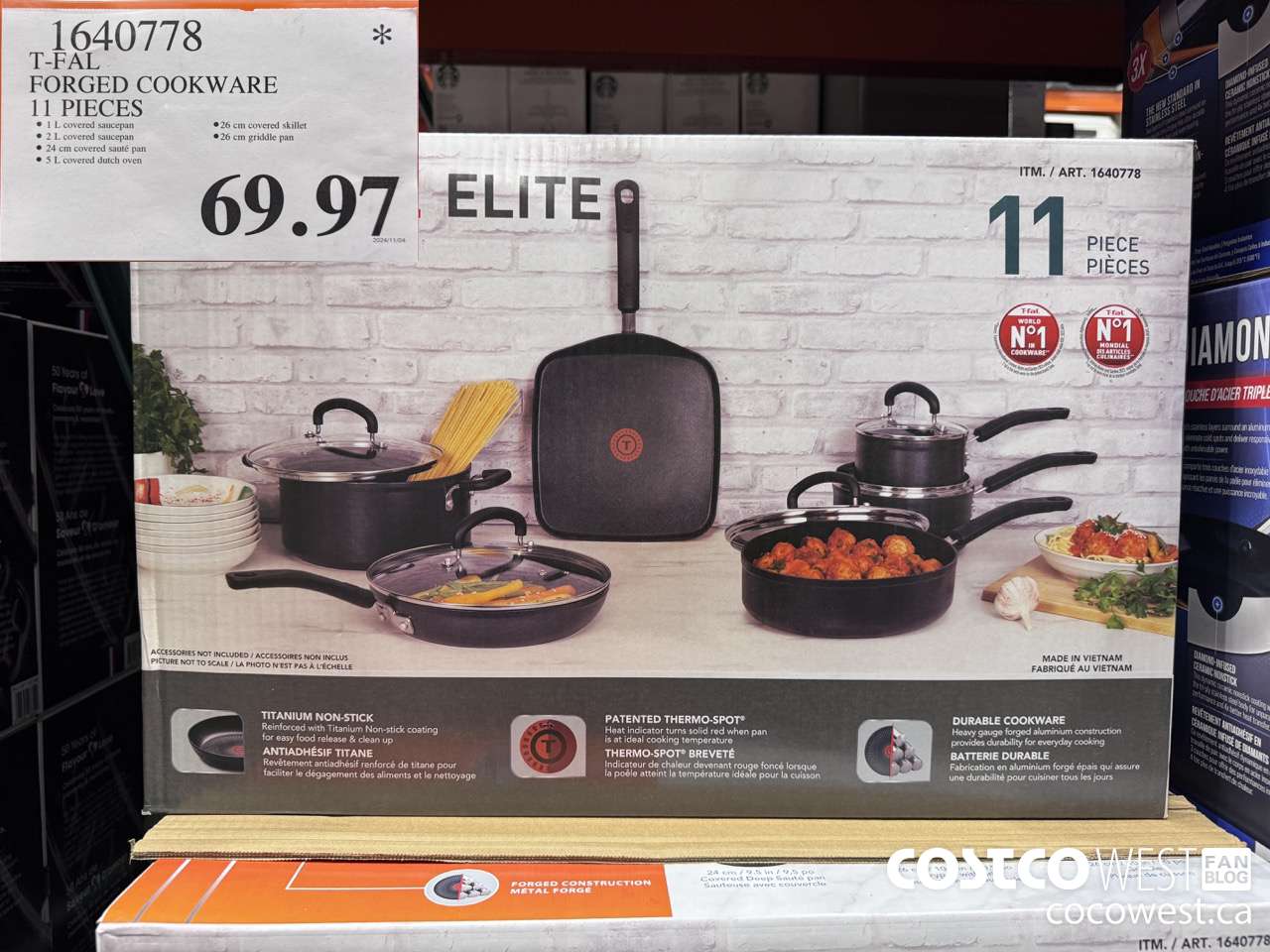 1640778 T-FAL FORGED COOKWARE 11 PIECE $69.97