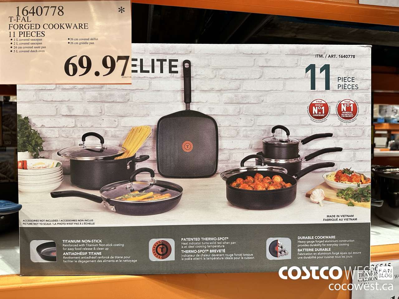 1640778 T-FAL FORGED COOKWARE 11 PIECE $69.97