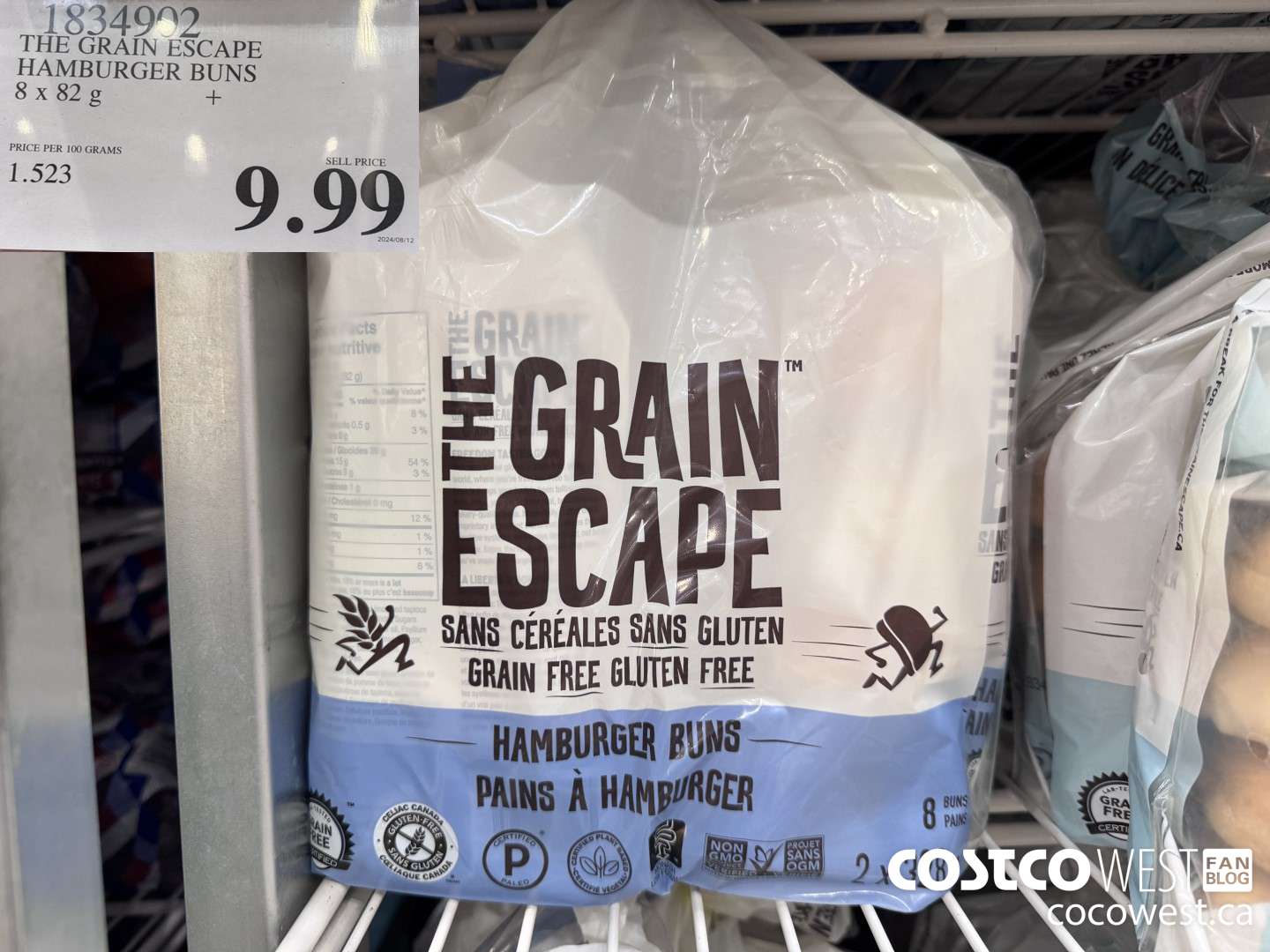 1834902 THE GRAIN ESCAPE HAMBURGER BUNS 8 X 82 G $9.99