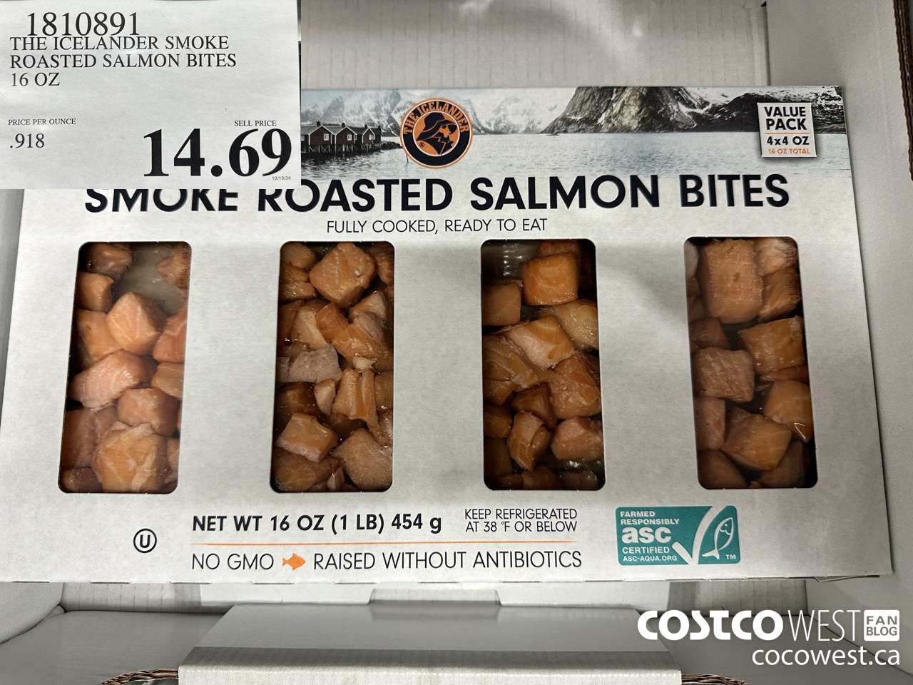 1810891 THE ICELANDER SMOKE ROASTED SALMON BITES 16 OZ $14.69