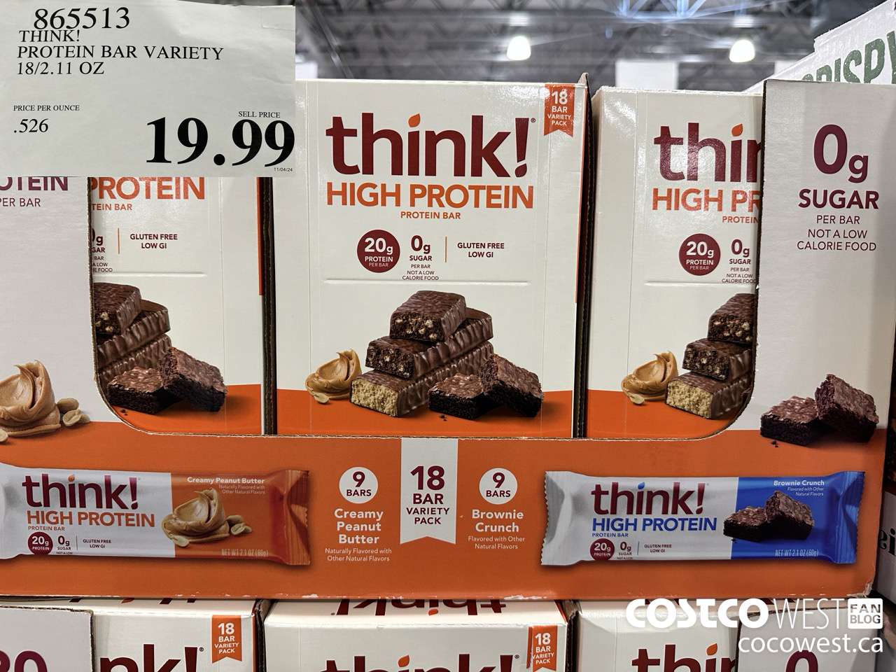 865513 THINK! PROTEIN BAR VARIETY 18/2.11 OZ $19.99