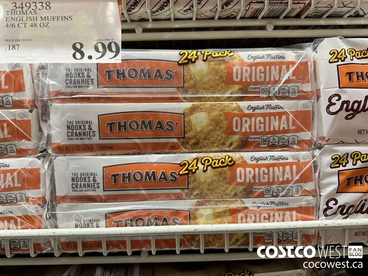 349338 THOMAS ENGLISH MUFFINS 24 CT / 48 OZ $8.99