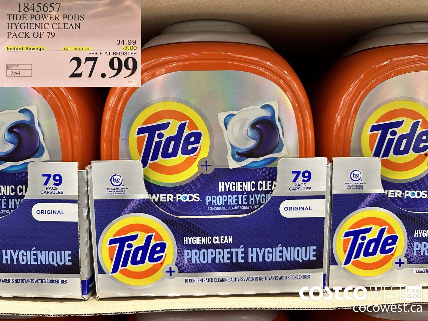 1845657 TIDE POWER PODS HYGIENIC CLEAN PACK OF 79 ($7.00 INSTANT SAVINGS EXPIRES ON 2024-11-24) $27.99