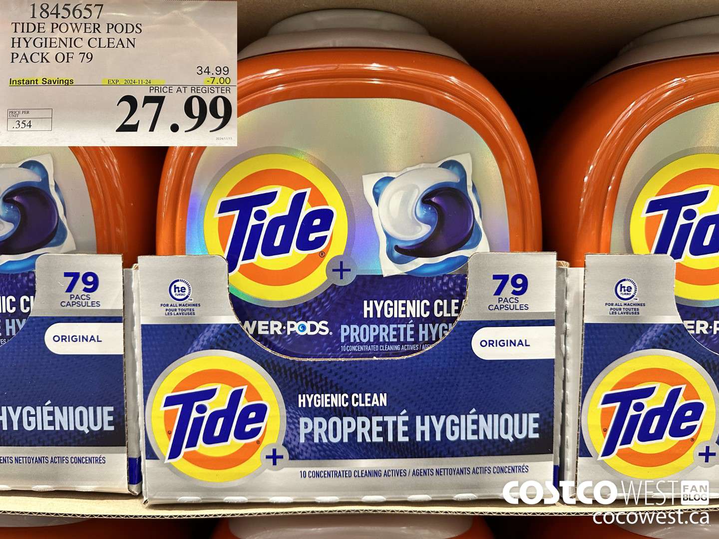 1845657 TIDE POWER PODS HYGIENIC CLEAN PACK OF 79 ($7.00 INSTANT SAVINGS EXPIRES ON 2024-11-24) $27.99