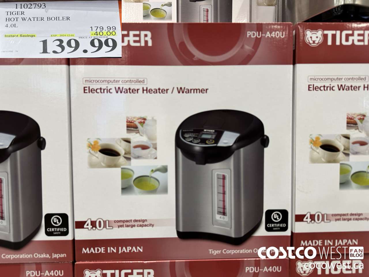 1102793 TIGER HOT WATER BOILER 4.0L ($40.00 INSTANT SAVINGS EXPIRES ON 2024-12-01) $139.99