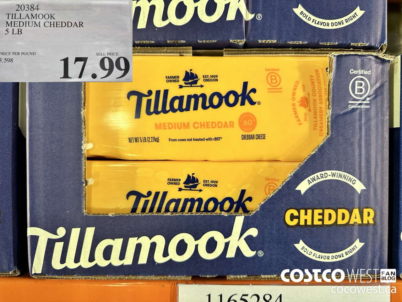 20384 TILLAMOOK MEDIUM CHEDDAR 5 LB  $17.99
