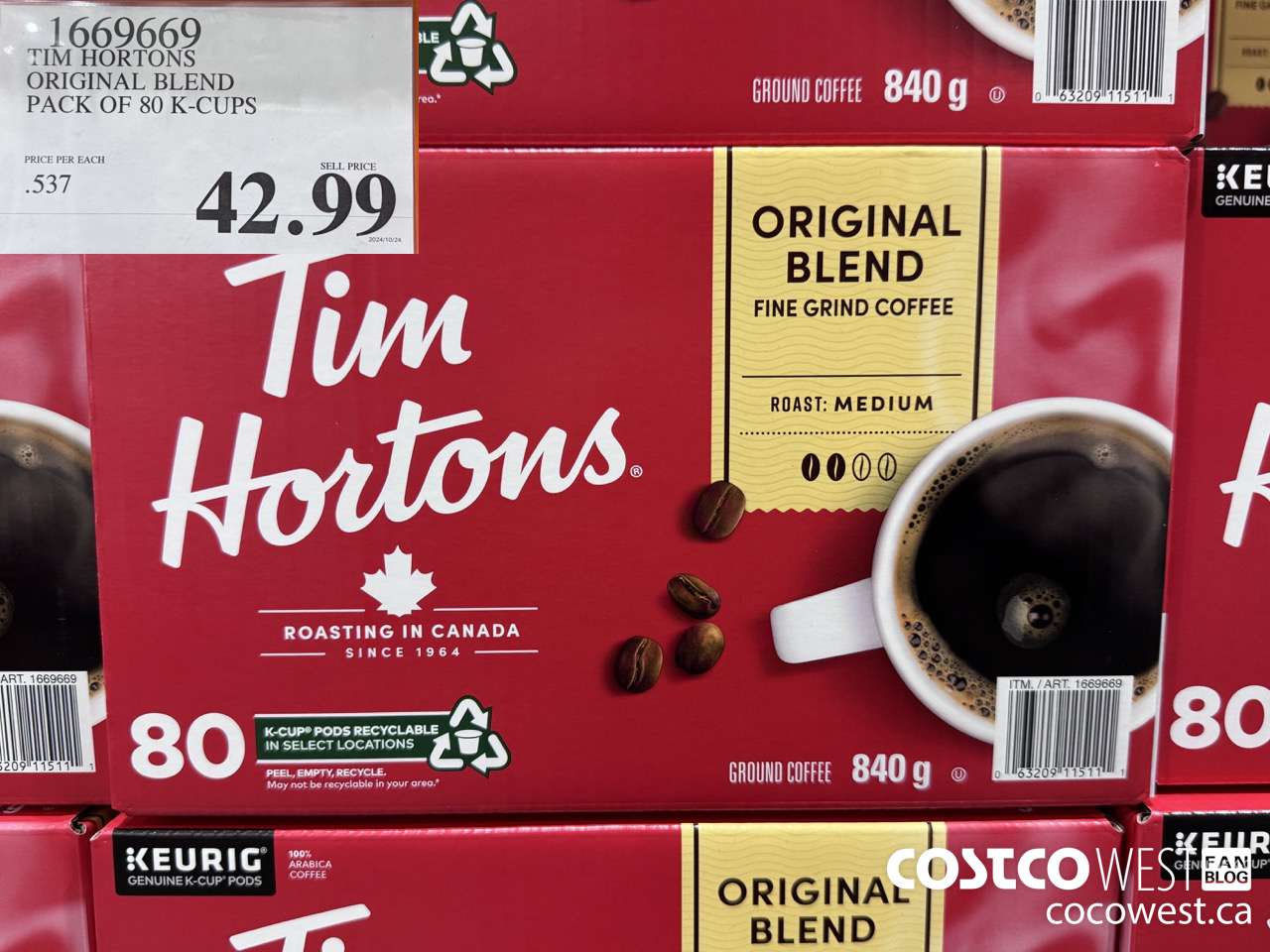 1669669 TIM HORTONS ORIGINAL BLEND K-CUPS 80 COUNT $42.99