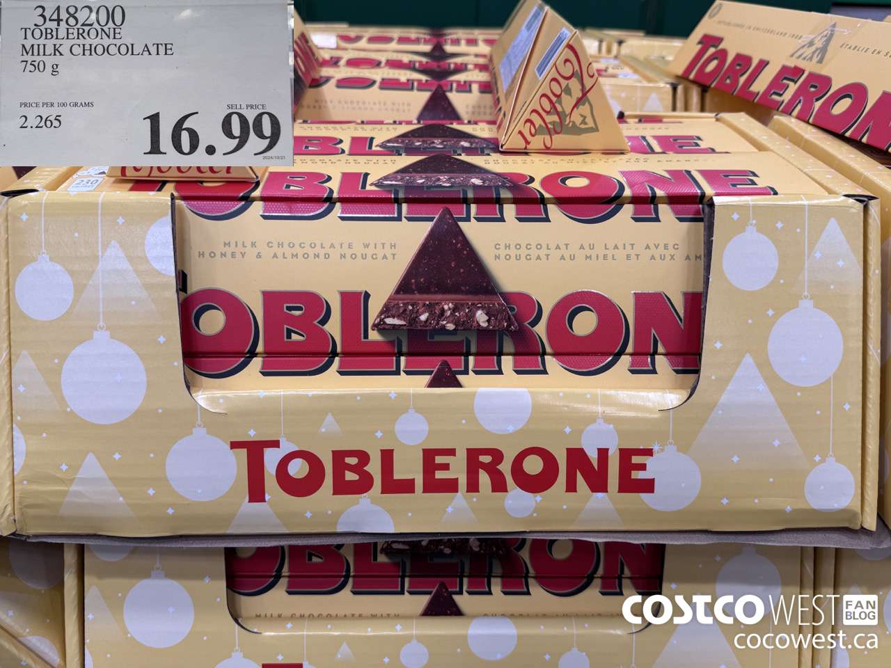 348200 TOBLERONE MILK CHOCOLATE 750 G $16.99