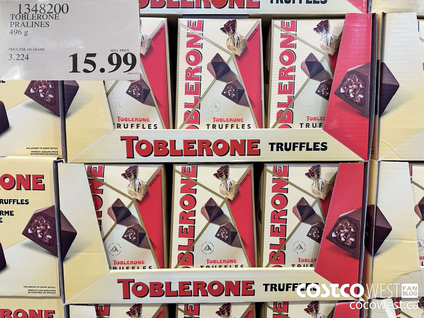 1348200 TOBLERONE PRALINES 496G $15.99