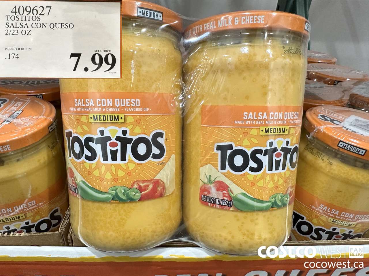 409627 TOSTITOS SALSA CON QUESO 2/23 OZ $7.99
