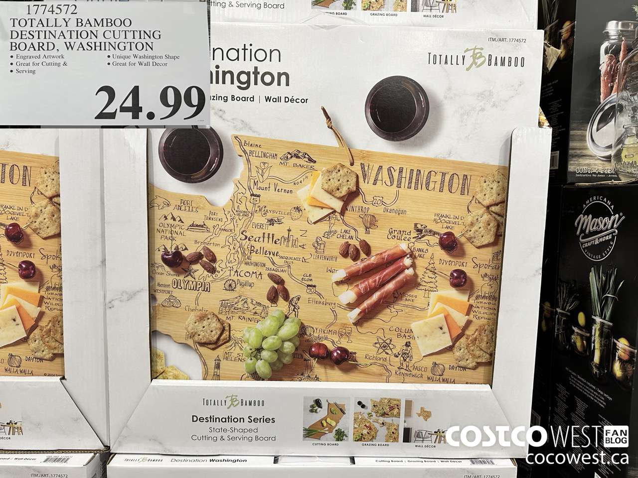 1774572 TOTALLY BAMBOO DESTINATION CUTTING BOARD, WASHINGTON $24.99