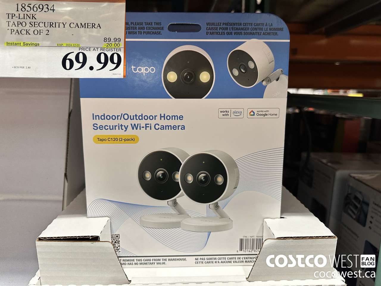 1856934 TP-LINK TAPO SECURITY CAMERA PACK OF 2 ($20.00 INSTANT SAVINGS EXPIRES ON 2024-12-01) $69.99