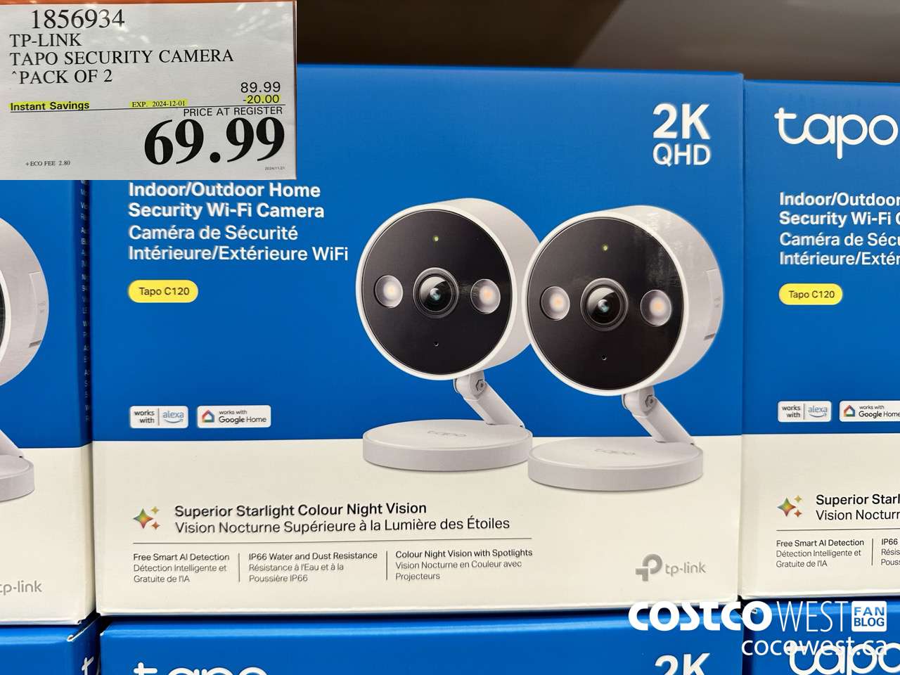 1856934 TP-LINK TAPO SECURITY CAMERA PACK OF 2 ($20.00 INSTANT SAVINGS EXPIRES ON 2024-12-01) $69.99