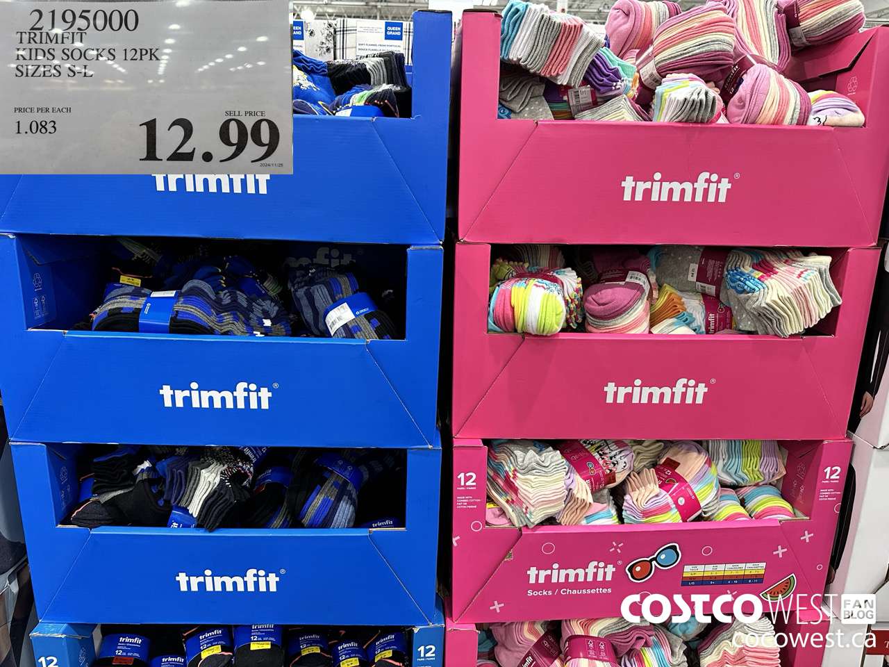 2195000 TRIMFIT KIDS SOCKS 12PK SIZES S-L $12.99