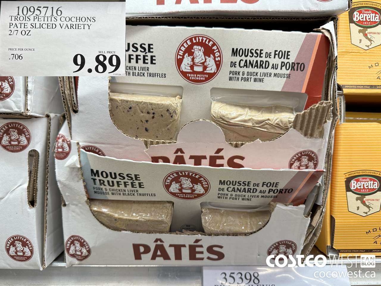 1095716 TROIS PETITS COCHONS PATE SLICED VARIETY 2/7 OZ $9.89