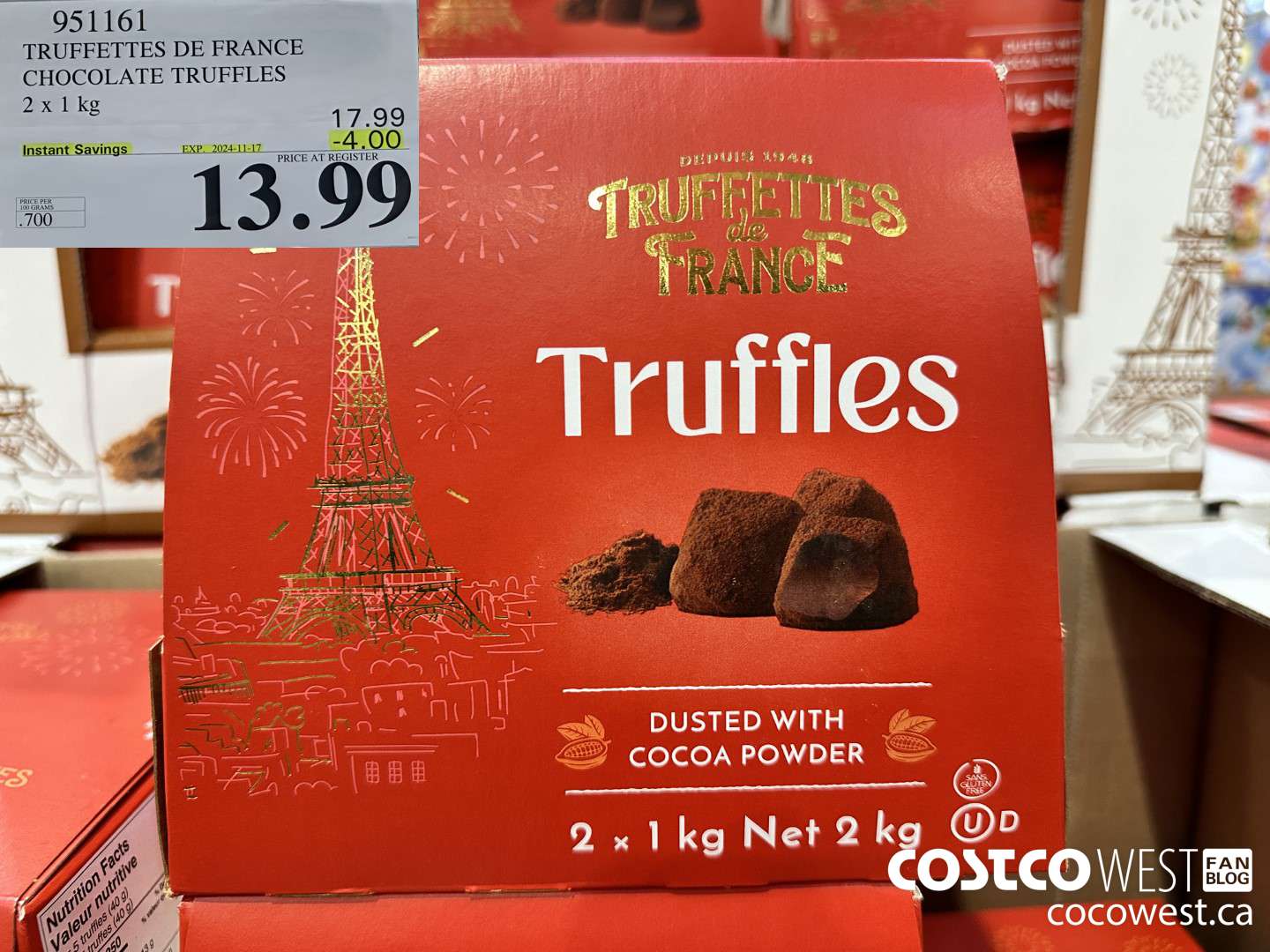 951161 TRUFFETTES DE FRANCE CHOCOLATE TRUFFLES 2 x 1kg ($4.00 INSTANT SAVINGS EXPIRES ON 2024-11-17) $13.99