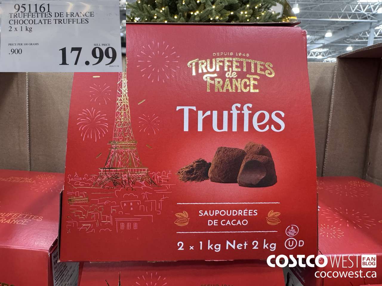951161 TRUFFETTES DE FRANCE CHOCOLATE TRUFFLES 2 x 1kg $17.99