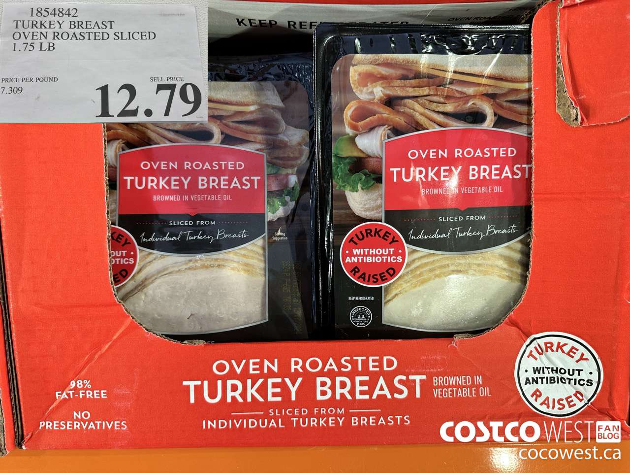 1854842 TURKEY BREAST OVEN ROASTED SLICED 1.75 LB $12.79