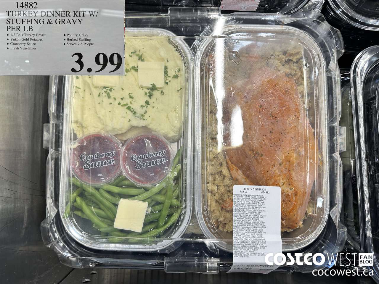 14882 TURKEY DINNER KIT W/ STUFFING & GRAVY PER LB $3.99