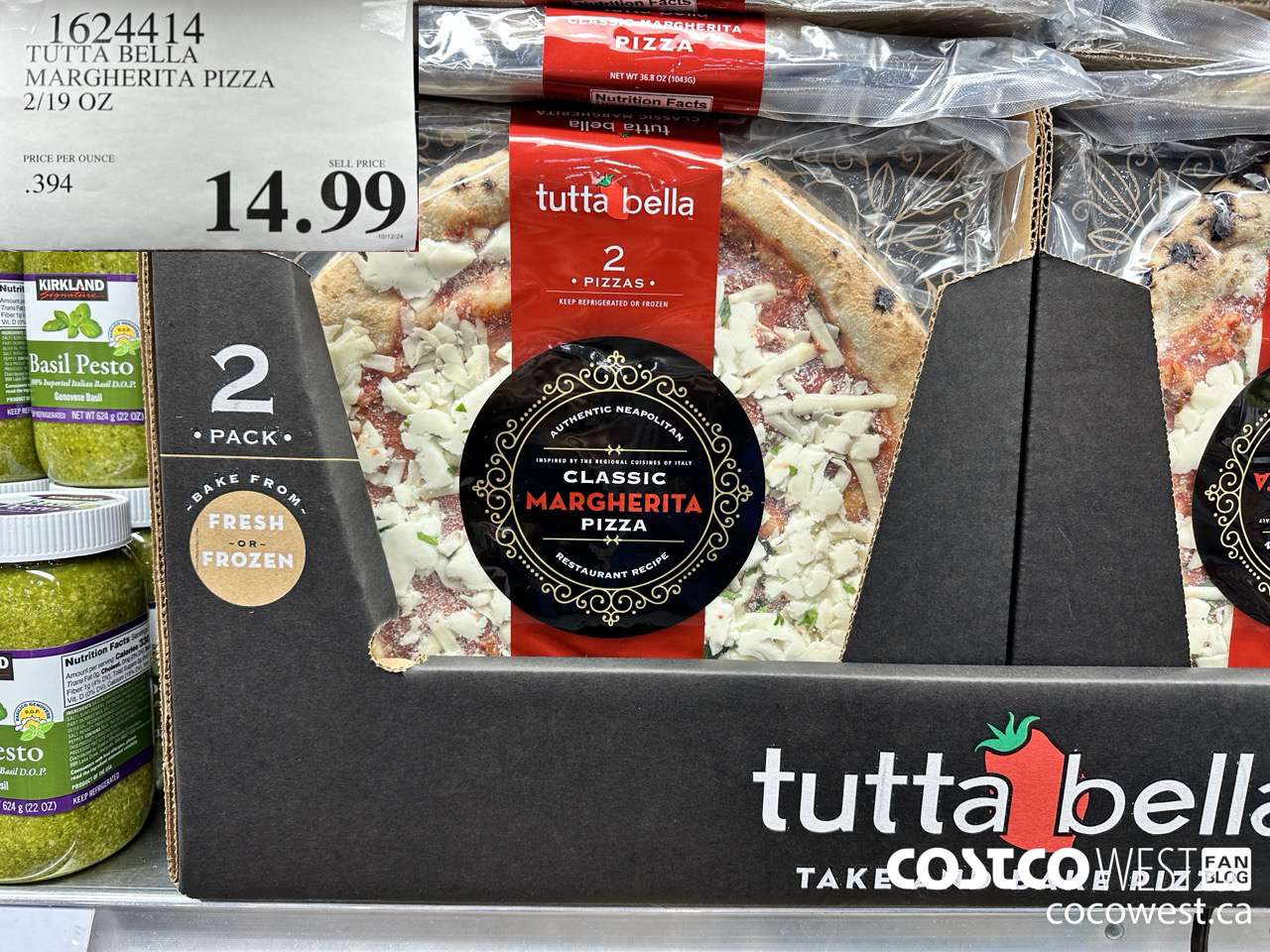 1624414 TUTTA BELLA MARGHERITA PIZZA 2/19 OZ $14.99