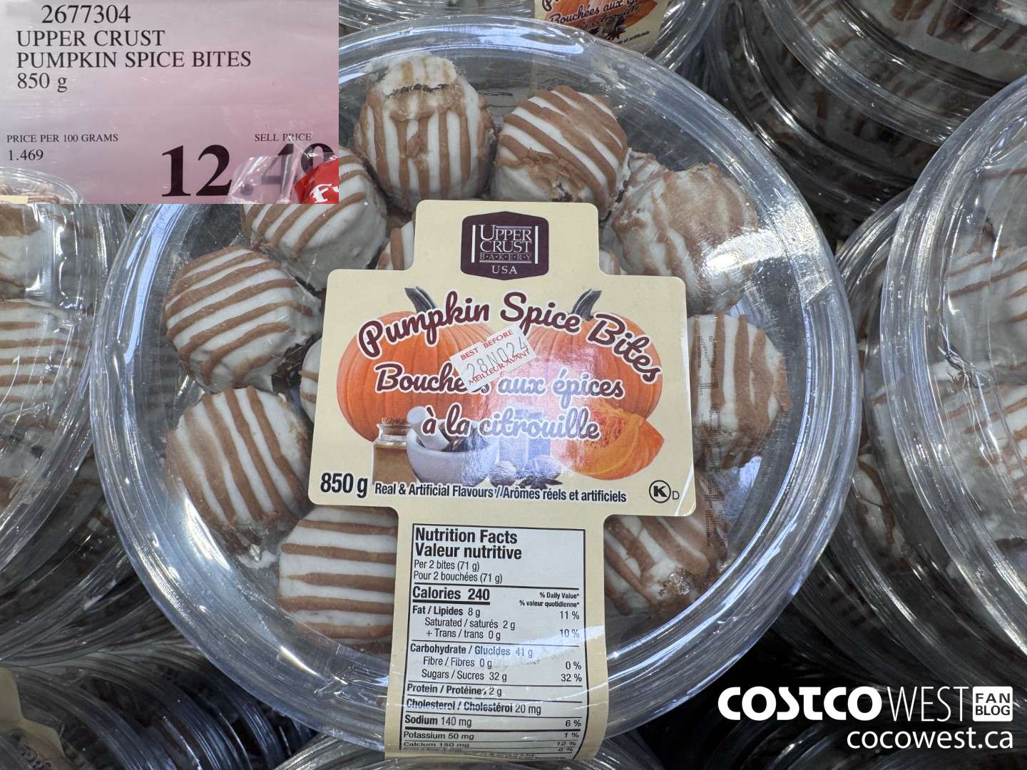 2677304 UPPER CRUST PUMPKIN SPICE BITES 850G $12.49