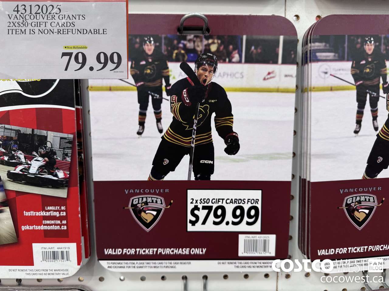4312025 VANCOUVER GIANTS 2 X $50 GIFT CARDS ITEM IS NON-REFUNDABLE $79.99