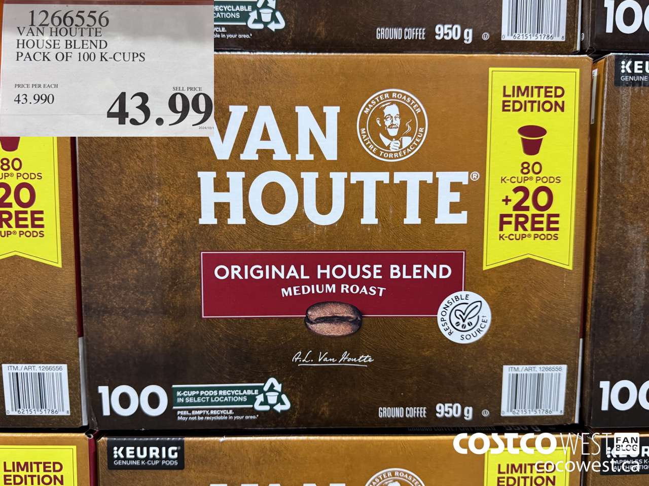 266556 VAN HOUTTE HOUSE BLEND K-CUPS 80 COUNT $43.99