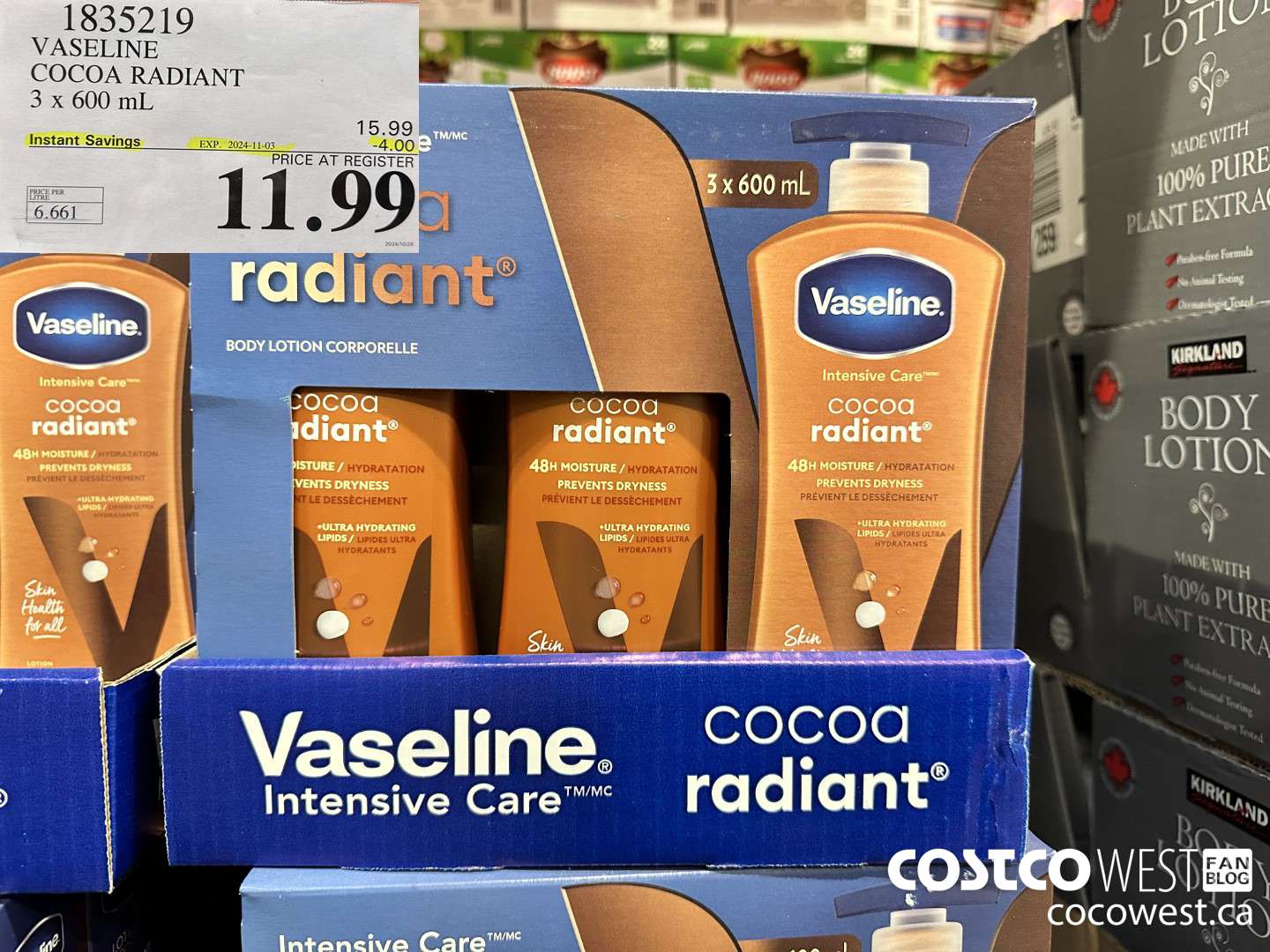 1835219 VASELINE COCOA RADIANT 3 X 600ML ($4.00 INSTANT SAVINGS EXPIRES ON 2024-11-03) $11.99