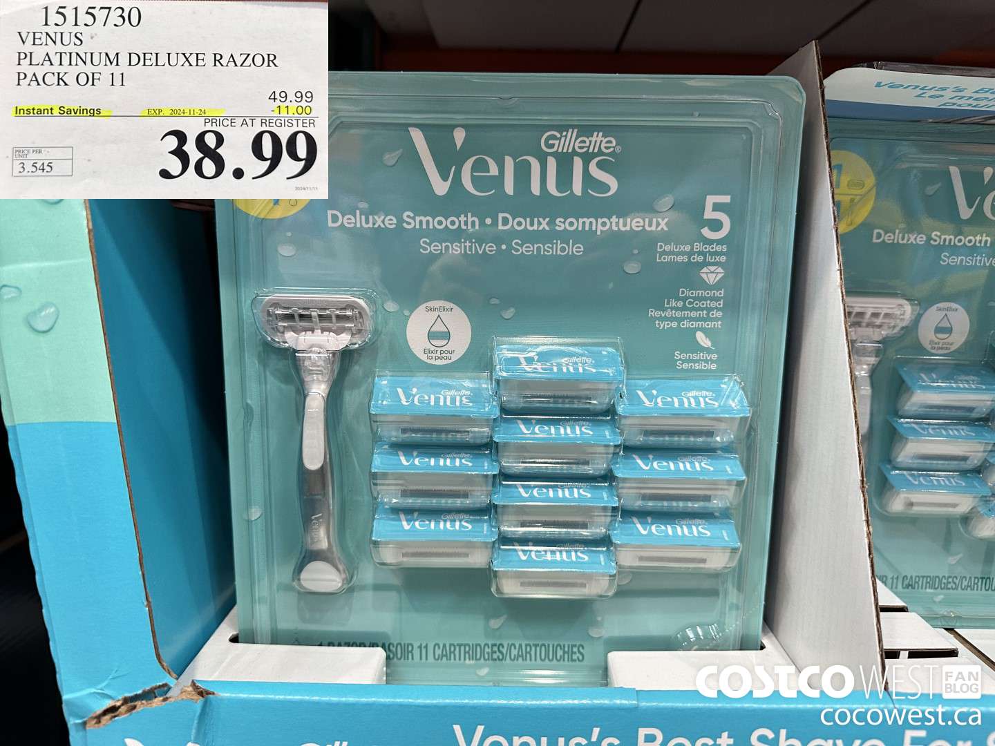 1515730 VENUS PLATINUM DELUXE RAZOR PACK OF 11 ($11.00 INSTANT SAVINGS EXPIRES ON 2024-11-24) $38.99