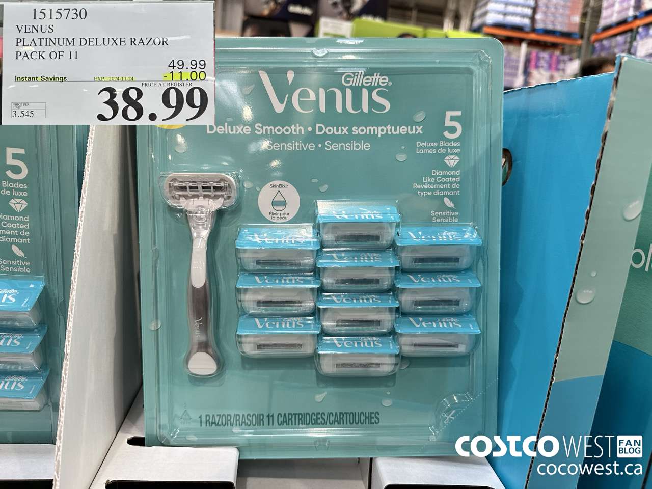 1515730 VENUS PLATINUM DELUXE RAZOR PACK OF 11 ($11.00 INSTANT SAVINGS EXPIRES ON 2024-11-24) $38.99