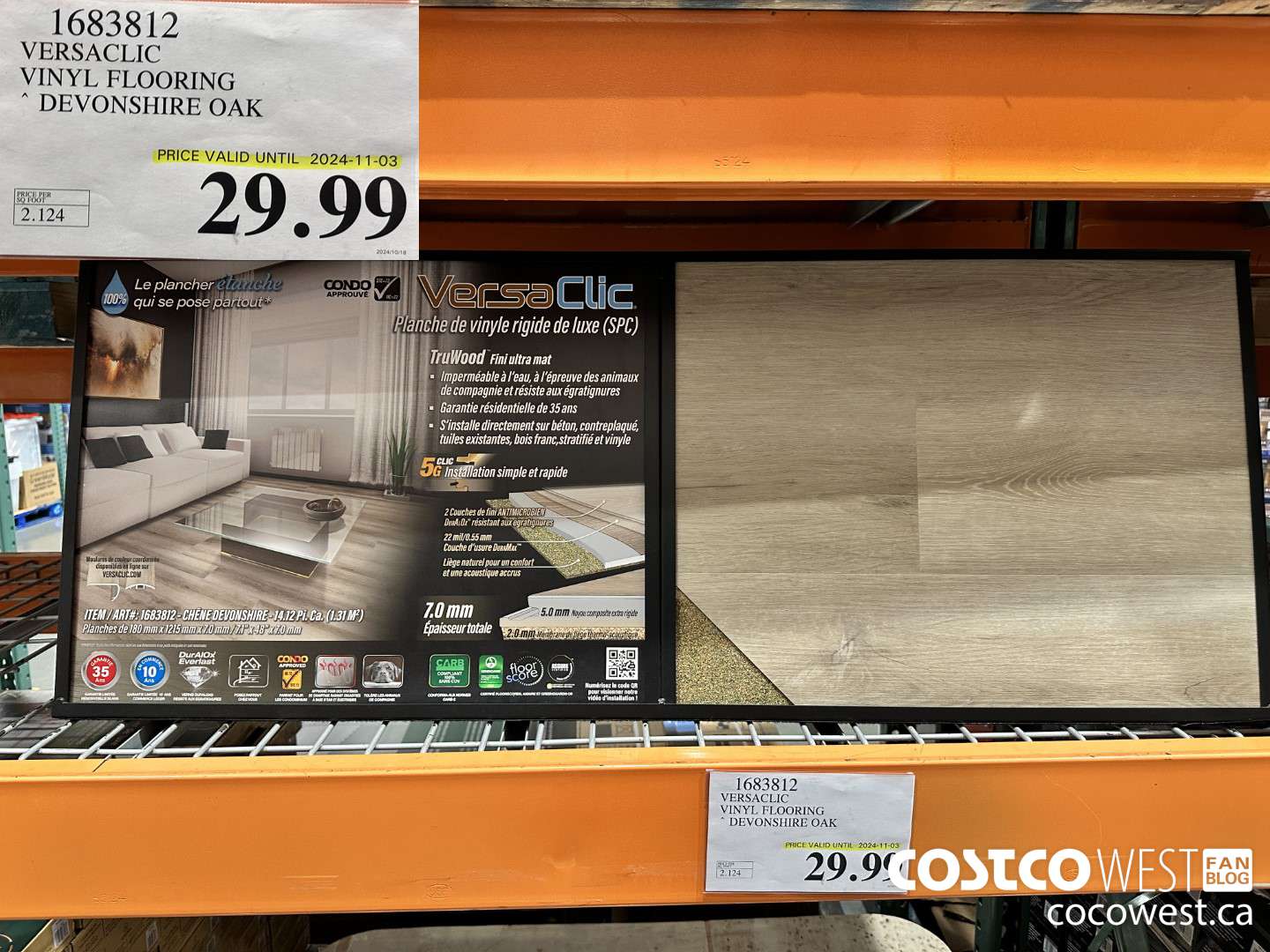 1683812 VERSACLIC VINYL FLOORING DEVONSHIRE OAK (EXPIRES ON 2024-11-03) $29.99