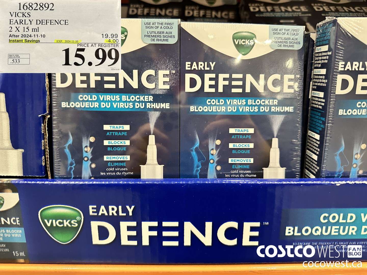 1682892 VICKS EARLY DEFENCE 2 X 15 ML ($4.00 INSTANT SAVINGS EXPIRES ON 2024-11-10) $15.99