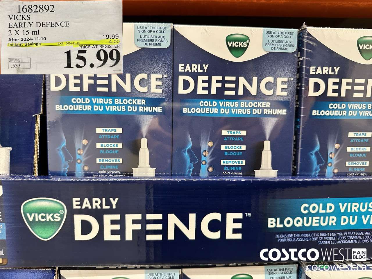 1682892 VICKS EARLY DEFENCE 2 X 15 ML ($4.00 INSTANT SAVINGS EXPIRES ON 2024-11-10) $15.99